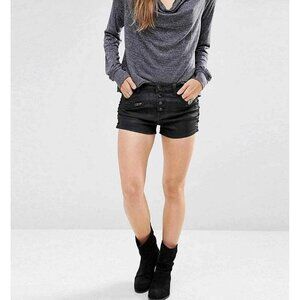 Free People Side Tie Black Denim Shorts